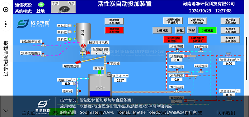 60m³ 活性炭投加系统-PLC智能控制化画面
